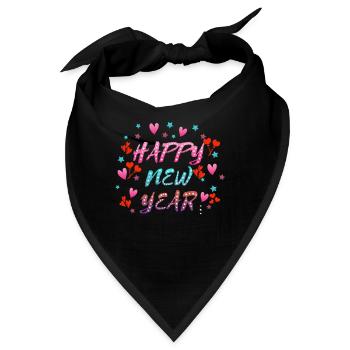 Frohes Neues Jahr, Frohes Neues Jahr, Neues Jahr, Neues Jahr - Bandana - Schwarz - Vorne