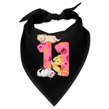 11. Geburtstag Kätzchen | Katze Geburtstag Shirt - Bandana - Schwarz - Vorne