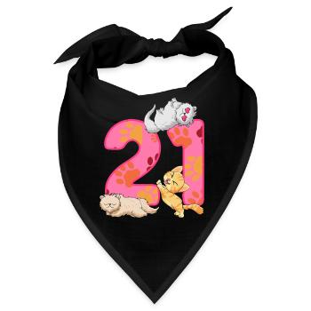 21. Geburtstag Kätzchen | Katze Geburtstag Shirt - Bandana - Schwarz - Vorne