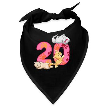 20. Geburtstag Kätzchen | Katze Geburtstag Shirt - Bandana - Schwarz - Vorne