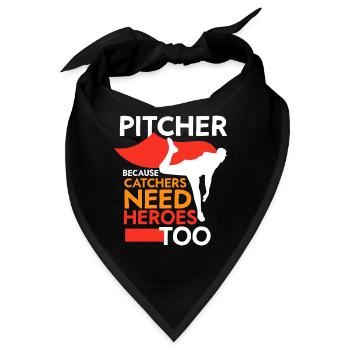 Pitcher Weil Auch Fänger Helden Brauchen Werfer - Bandana - Schwarz - Vorne