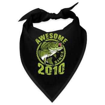Awesome since 2010. Angel, Angler Geburtstag - Bandana - Schwarz - Vorne