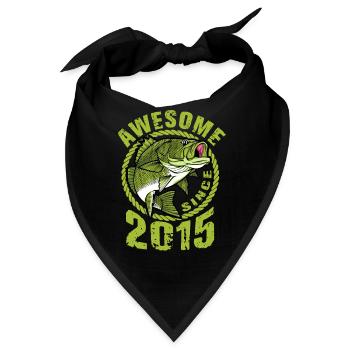 Awesome since 2015. Angel, Angler Geburtstag - Bandana - Schwarz - Vorne