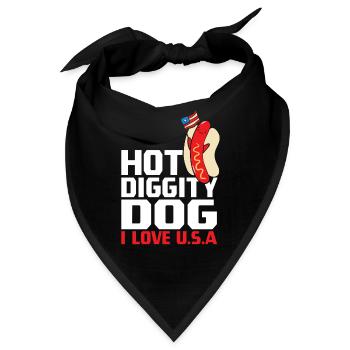 Hot Diggity Dog Ich liebe die USA Gedenktag Vierte - Bandana - Schwarz - Vorne