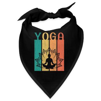 Retro Lotus Flower Meditating Yoga - Bandana - Schwarz - Vorne