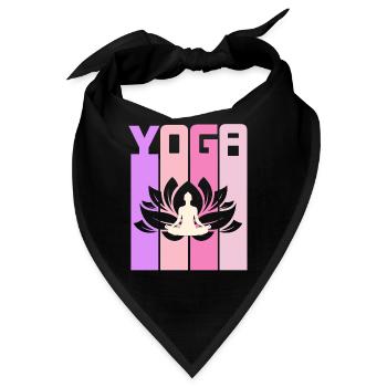 Retro Lotus Flower Meditating Yoga - Bandana - Schwarz - Vorne