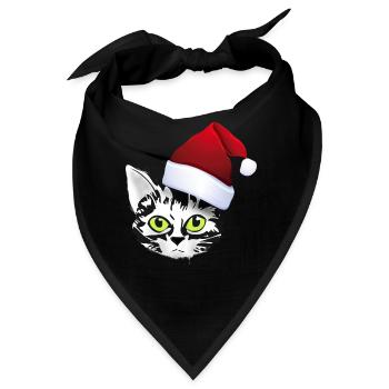 katze xmas weihnachten santa cat niedlich cute lol - Bandana - Schwarz - Vorne