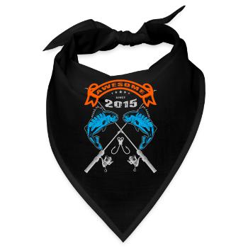 Awesome since 2015. Angel, Angler Geburtstag - Bandana - Schwarz - Vorne