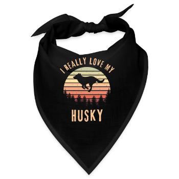 Ich liebe mein Husky, Husky Thema, Sibirisches Thema - Bandana - Schwarz - Vorne