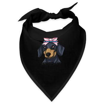 Dachshund Geschenk Dixie Wiener Doxie Dackel - Bandana - Schwarz - Vorne