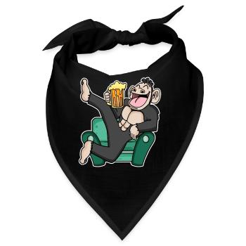 Lustiger Affe trinkt Bier - Bandana - Schwarz - Vorne