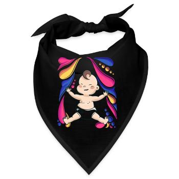 Baby mit buntem Muster und Windel - Bandana - Schwarz - Vorne