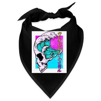 Vaporwave Ästhetik Retro Totenkopf Vaporwave Geometrie - Bandana - Schwarz - Vorne