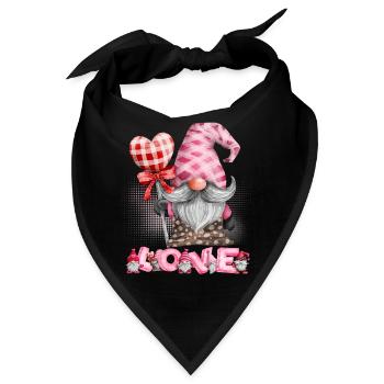 Valentinstag, Gnom, Liebe-Love Gnom-Zwerg - Bandana - Schwarz - Vorne