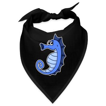 Seepferd Blau - Bandana - Schwarz - Vorne