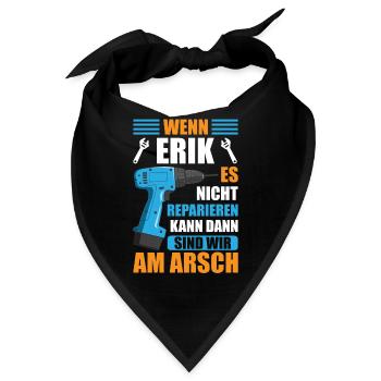 Erik Vorname Name Geburtstag Reparieren - Bandana - Schwarz - Vorne