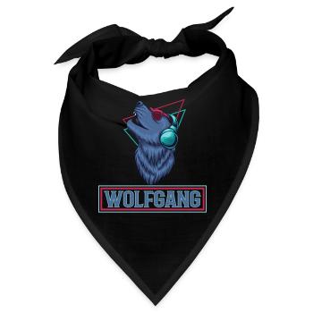 WOLFGANG Name Wolf Outfit zum Namenstag mit Name - Bandana - Schwarz - Vorne