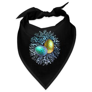 Frohe Ostern, Ostereier, 3D Design Ei - Bandana - Schwarz - Vorne