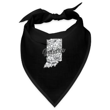 Indiana Blumen in Karte USA Amerika - Bandana - Schwarz - Vorne