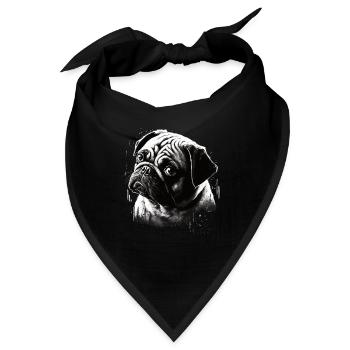 Mops-schablonen-design Weiß Und Schwarz - Bandana - Schwarz - Vorne