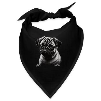 Mops-schablonen-design Weiß Und Schwarz - Bandana - Schwarz - Vorne