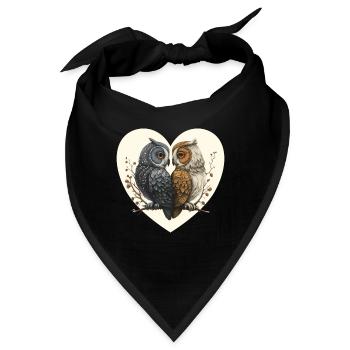 Owl Heart Valentine's Day - Bandana - Schwarz - Vorne