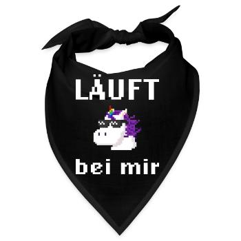 Läuft bei mir Pixelart mit Einhorn - Bandana - Schwarz - Vorne