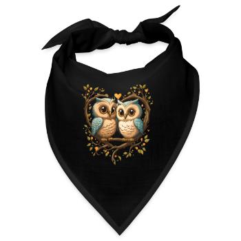 Owl Heart Valentine's Day - Bandana - Schwarz - Vorne