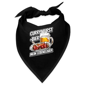Currywurst und Bier - Fast Food - Spruch - Bandana - Schwarz - Vorne