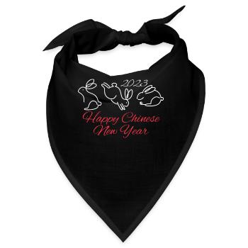 Frohes Chinesisches Neujahr Kaninchen 2023 Hüpfen - Bandana - Schwarz - Vorne