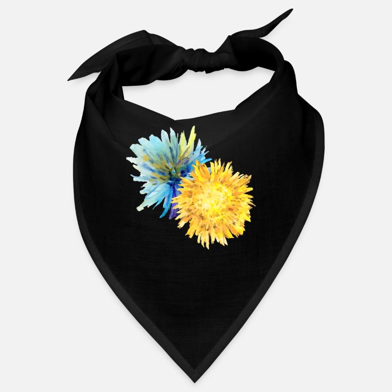 Ukrainische Flagge Löwenzahnblüten Pflanzen Bandana