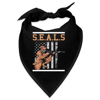 S.E.A.L.S Retro Patriotic U.S NAVY Seals T-Shirt - Bandana - Schwarz - Vorne