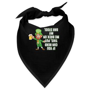 Funny Leprechaun Drunk Shamrock Saint Patricks - Bandana - Schwarz - Vorne