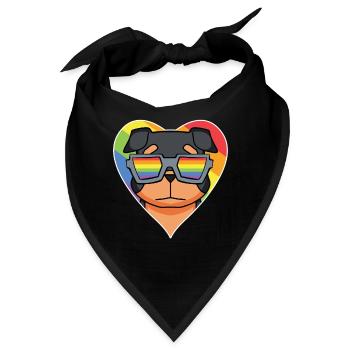 Regenbogen - Hund mit Brille - Rottweiler - Bandana - Schwarz - Vorne