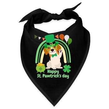 Fun Beagle Hund St. Patrick's Day Irish Green Paddy - Bandana - Schwarz - Vorne