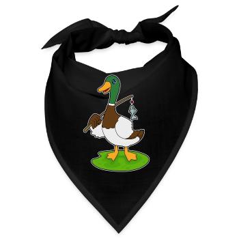 Ente Angler Fisch Angeln - Bandana - Schwarz - Vorne