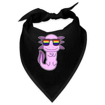 Gay Regenbogen - Axolotl mit Brille - Bandana - Schwarz - Vorne