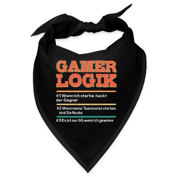 Gamer Logik Gaming Video Games Streamer Motive - Bandana - Schwarz - Vorne
