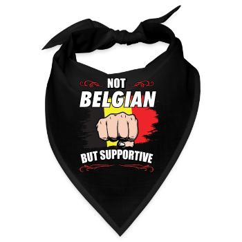 Not Belgian But Supportive Travel Tourist Belgian - Bandana - Schwarz - Vorne