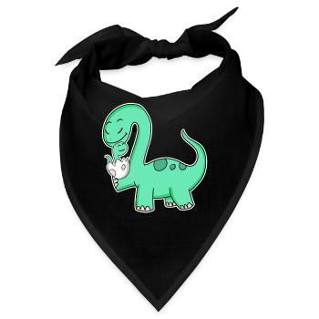 Dinosaurier mit Baby Dinosaurier - Bandana - Schwarz - Vorne