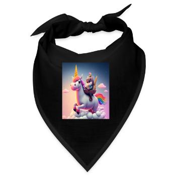 Cute Rainbow Unicorn Otter Riding A Unicorn - Bandana - Schwarz - Vorne