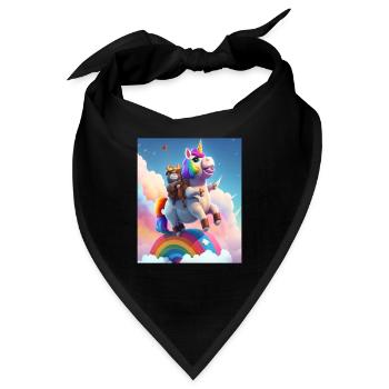 Cute Rainbow Unicorn Otter Riding A Unicorn - Bandana - Schwarz - Vorne