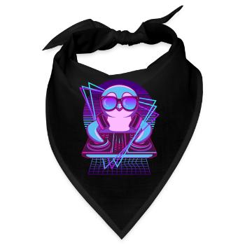 Party Musik Techno Pinguin Vaporwave DJ Pinguin - Bandana - Schwarz - Vorne
