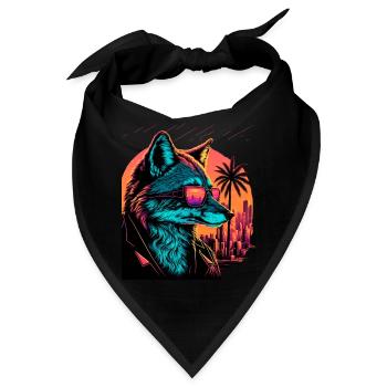 Retro Futuristic Synthwave Fox - Bandana - Schwarz - Vorne