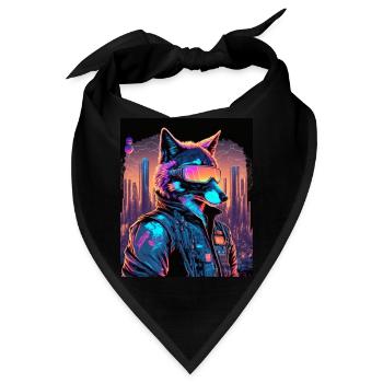 Retro Futuristic Synthwave Fox - Bandana - Schwarz - Vorne