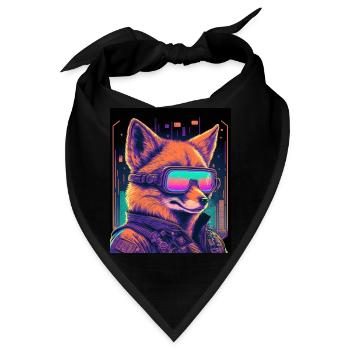 Retro Futuristic Synthwave Fox - Bandana - Schwarz - Vorne