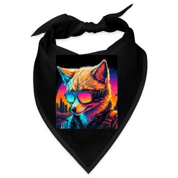 Retro Futuristic Synthwave Fox - Bandana - Schwarz - Vorne