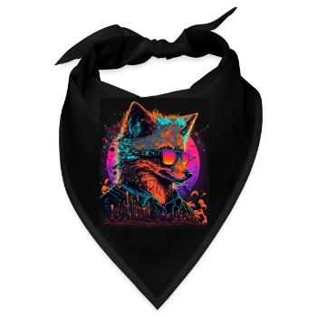 Retro Futuristic Synthwave Fox - Bandana - Schwarz - Vorne