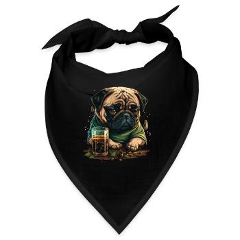 Mürrischer Mops Trinkt Whisky - Bandana - Schwarz - Vorne