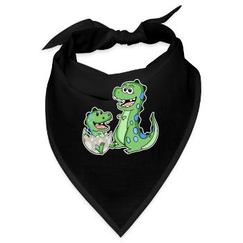 Dinosaurier mit Baby Dinosaurier - Bandana - Schwarz - Vorne